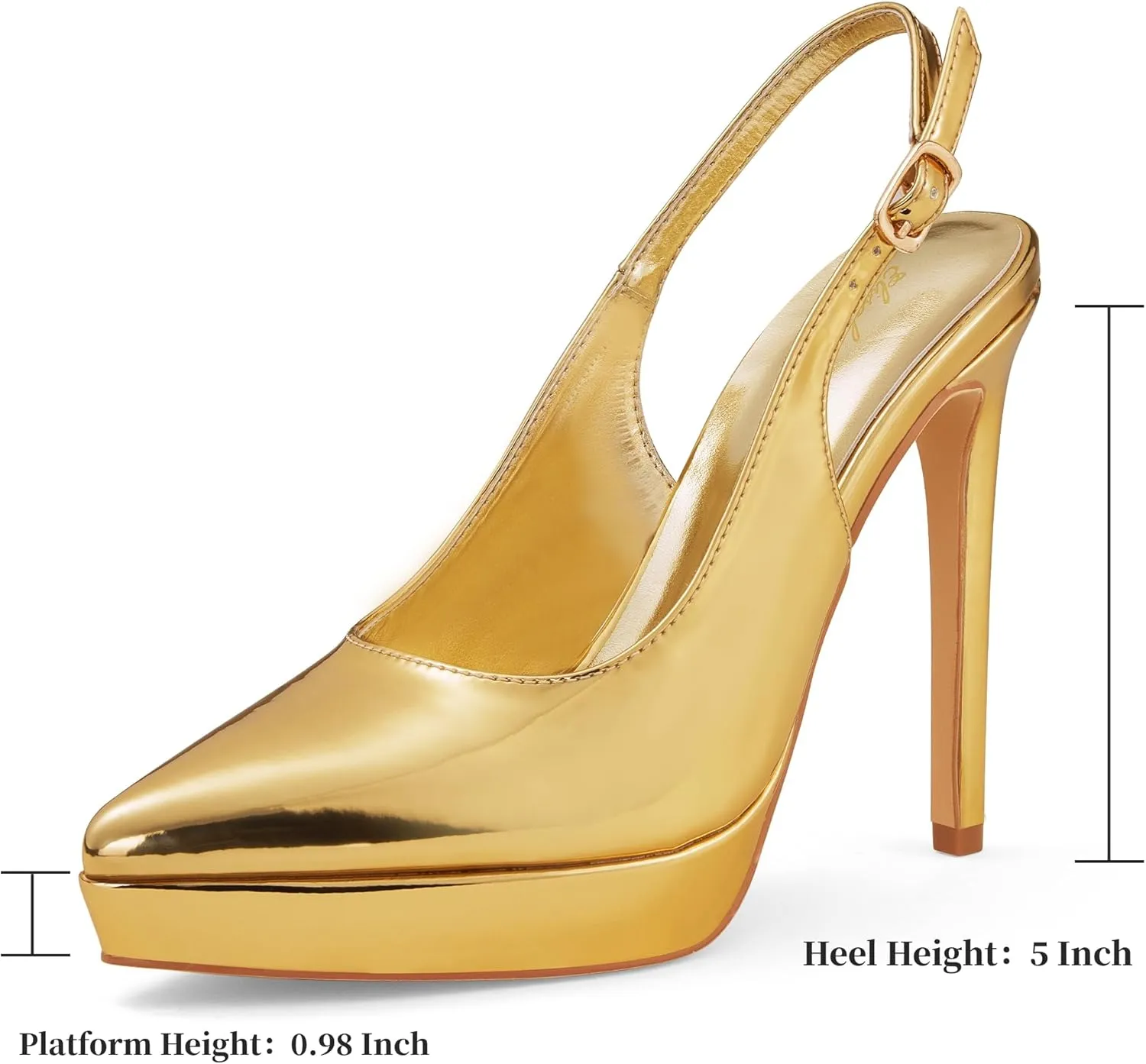 Elisabet Tang Platform Pumps 5 Inch Pointed Closed Toe Stiletto Slingback High Heel for Women Evening Prom Party Wedding Homecoming Dress Shoes Sexy