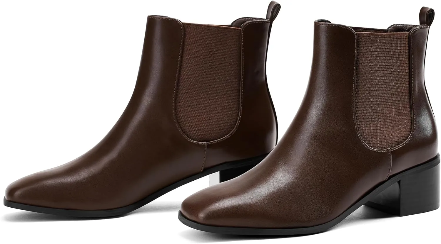 Elisabet Tang Women's Chunky Heel Chelsea Boots,2 Inch Fashion Square Toe Low Block Heel Ankle Booties Slip On Elastic Fall Booties Shoes
