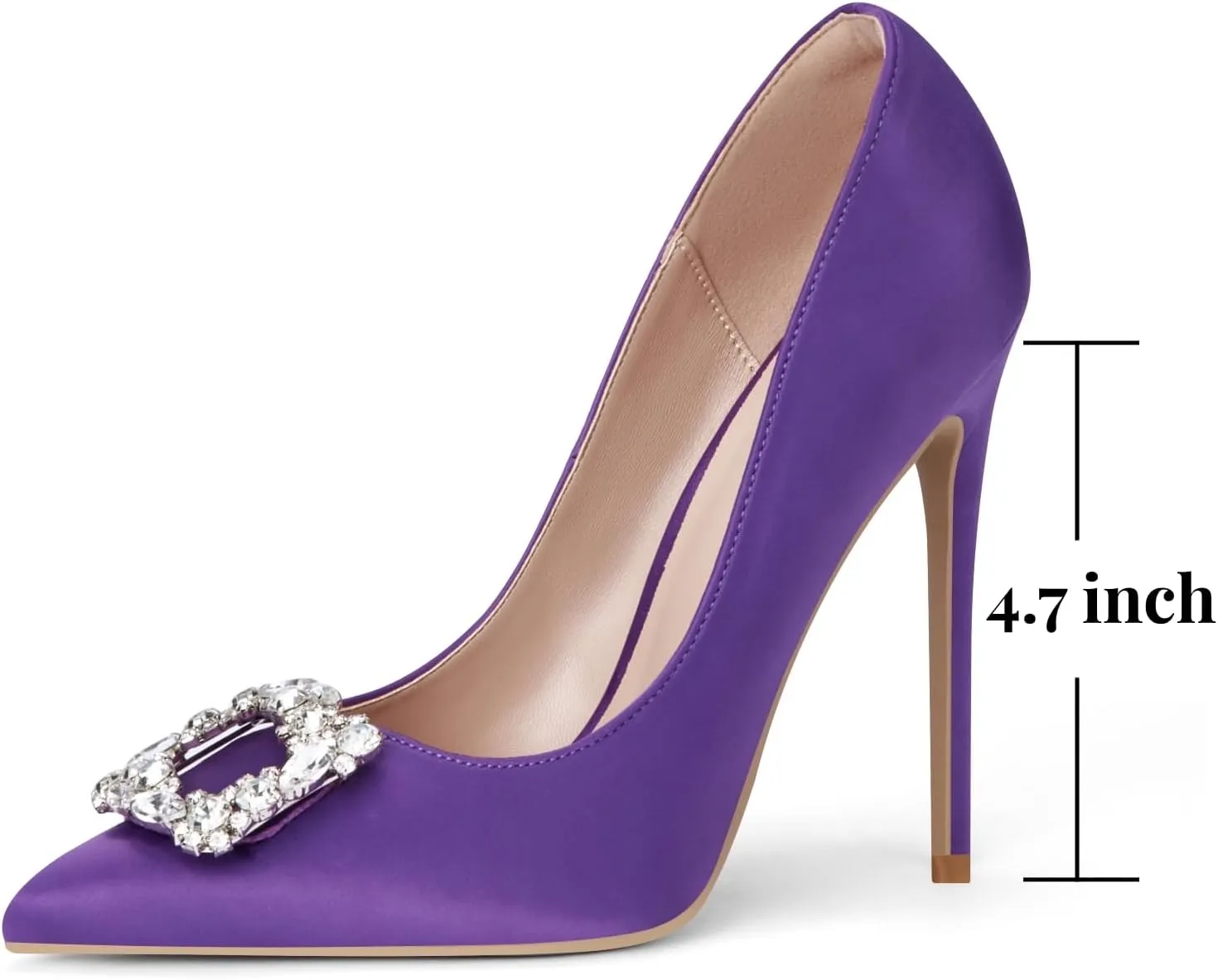 Elisabet Tang Women's High Heels,4.72 Inch Satin Glitter Rhinestone Stiletto Pumps for Women Sexy Closed Pointed Toe Heels Elegant Versatile Wedding Bridal Party Dress Shoes
