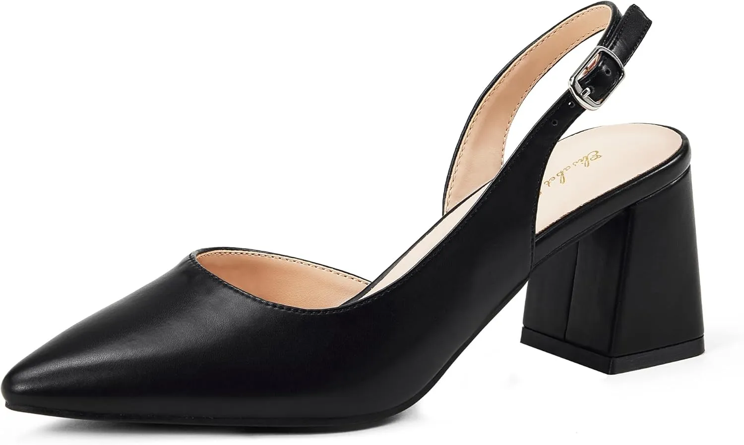 Elisabet Tang Women's Pumps Slingback 2 Inches Block Chunky Heels with Closed Pointed Toe Thick Low Pumps Wedding Party Prom Dating Casual Work Dressy Black Silver Gold Glitter Hot Pink