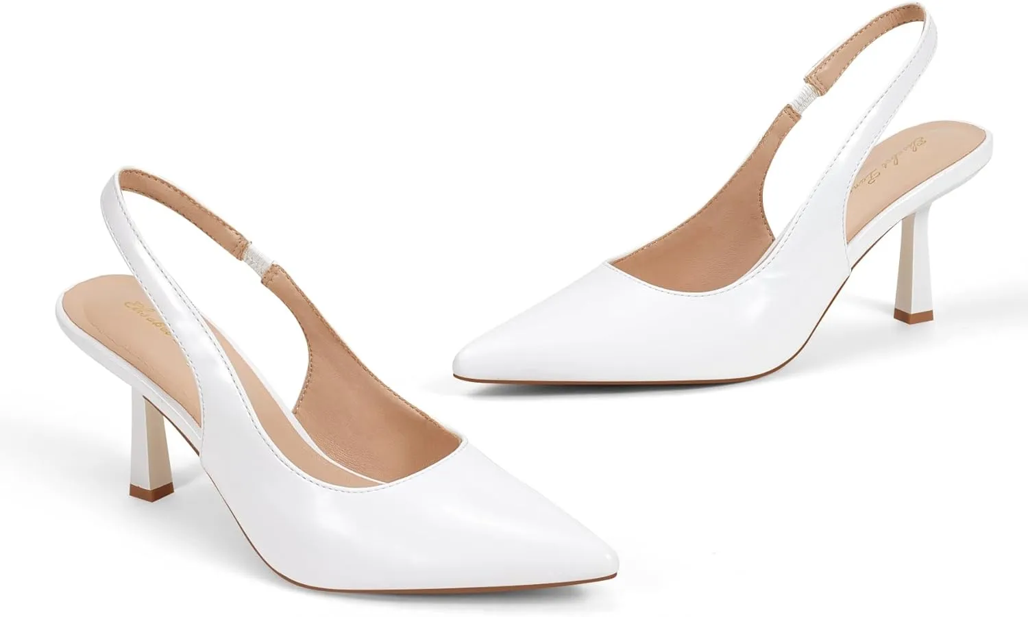 Elisabet Tang Women's Slingback Kitten Heel,Sexy Pointed Closed Toe Stilettos Pumps Slingback Heels for Women Slip on Elastic Strap Wedding Party Dress Sandals Shoes