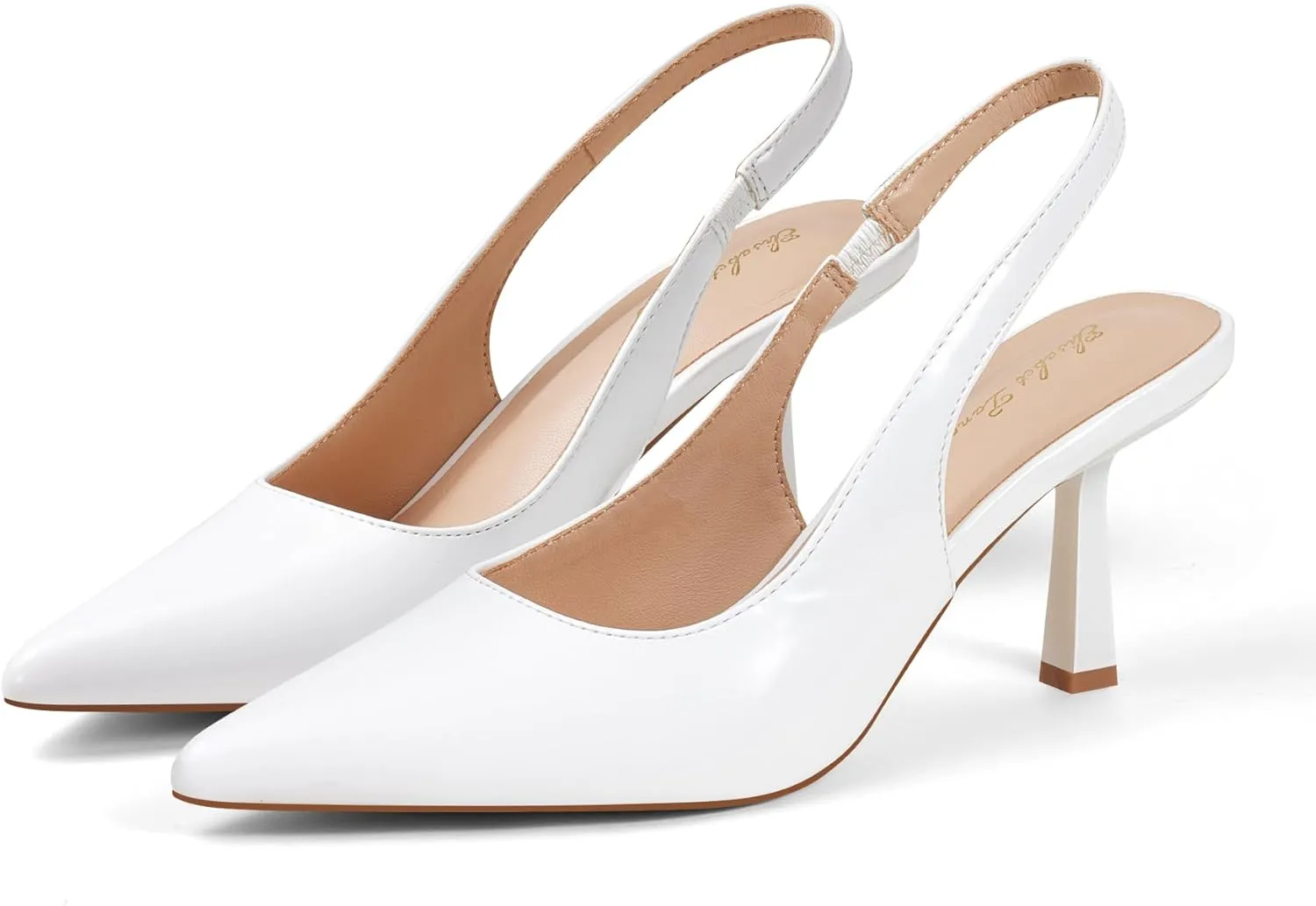 Elisabet Tang Women's Slingback Kitten Heel,Sexy Pointed Closed Toe Stilettos Pumps Slingback Heels for Women Slip on Elastic Strap Wedding Party Dress Sandals Shoes