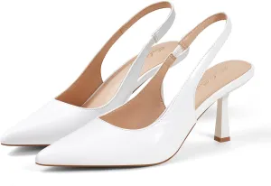 Elisabet Tang Women's Slingback Kitten Heel,Sexy Pointed Closed Toe Stilettos Pumps Slingback Heels for Women Slip on Elastic Strap Wedding Party Dress Sandals Shoes