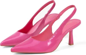 Elisabet Tang Women's Slingback Kitten Heel,Sexy Pointed Closed Toe Stilettos Pumps Slingback Heels for Women Slip on Elastic Strap Wedding Party Dress Sandals Shoes