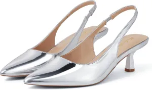 Elisabet Tang Women's Slingback Kitten Heel,Sexy Pointed Closed Toe Stilettos Pumps Slingback Heels for Women Slip on Elastic Strap Wedding Party Dress Sandals Shoes