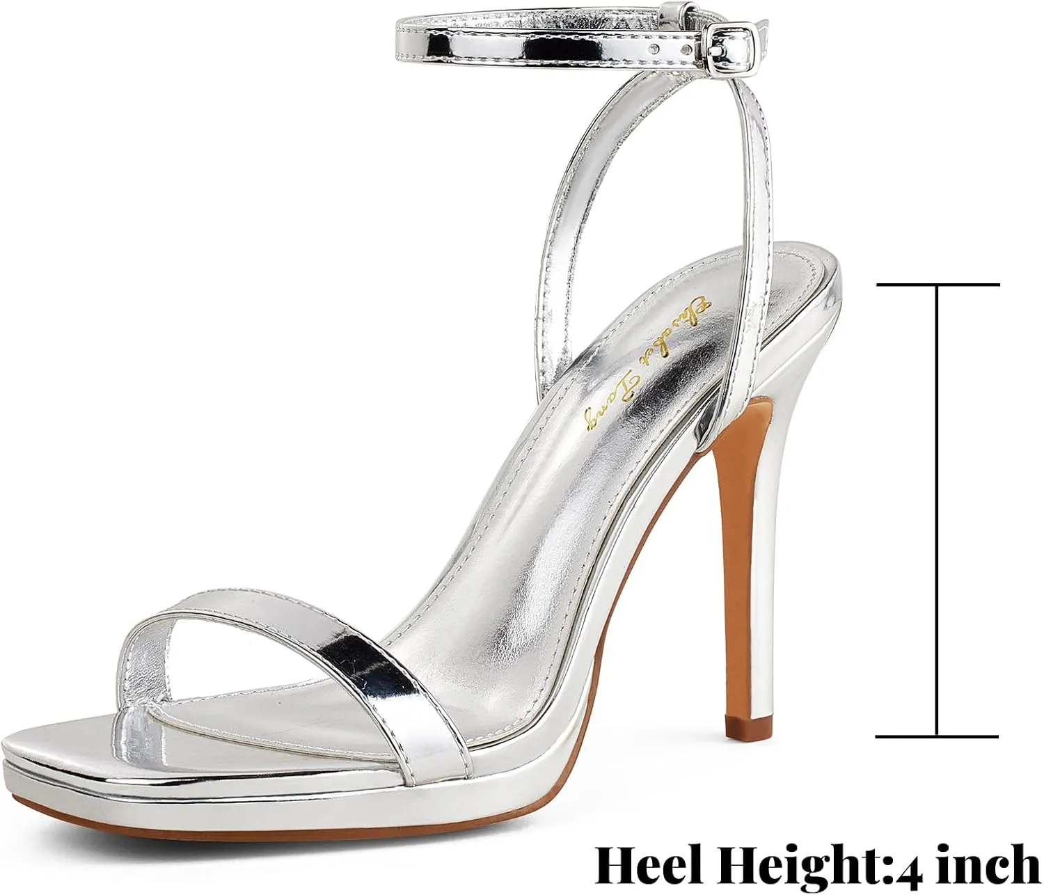 Elisabet Tang Women’s Stilettos Heeled Sandals Open Square Toe Heels,4.3 Inch Open Toe Strappy Sexy High Heels Ankle Strap Buckle Heels for Party Wedding Dress Daily Wear Shoes