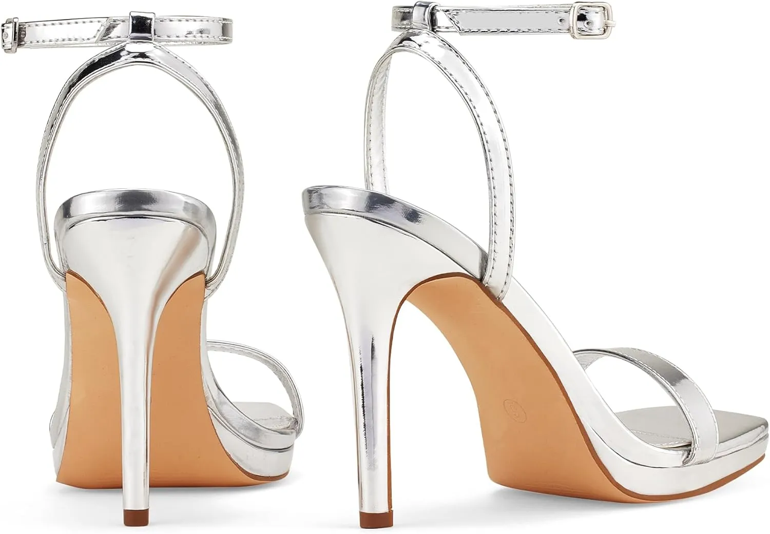 Elisabet Tang Women’s Stilettos Heeled Sandals Open Square Toe Heels,4.3 Inch Open Toe Strappy Sexy High Heels Ankle Strap Buckle Heels for Party Wedding Dress Daily Wear Shoes