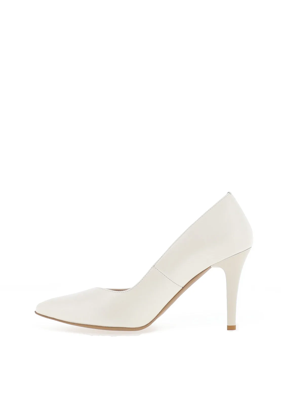 Emis Shimmer Pointed Toe Stiletto Heels, Ecru