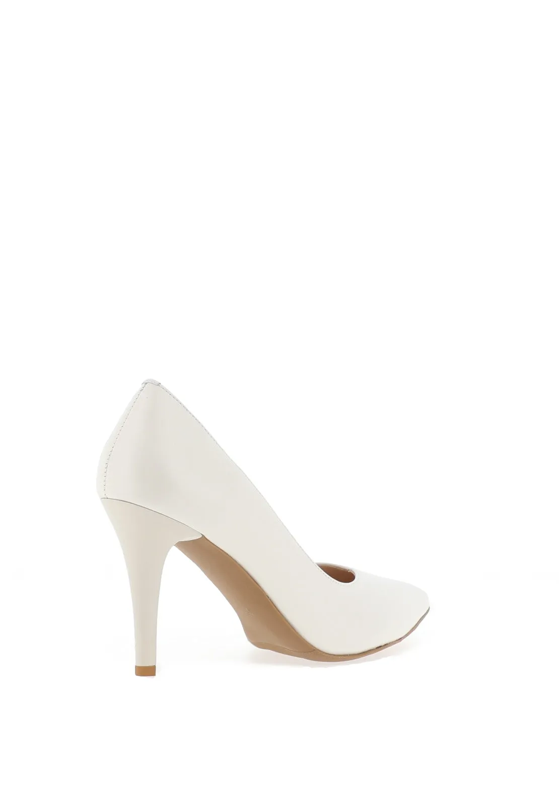 Emis Shimmer Pointed Toe Stiletto Heels, Ecru