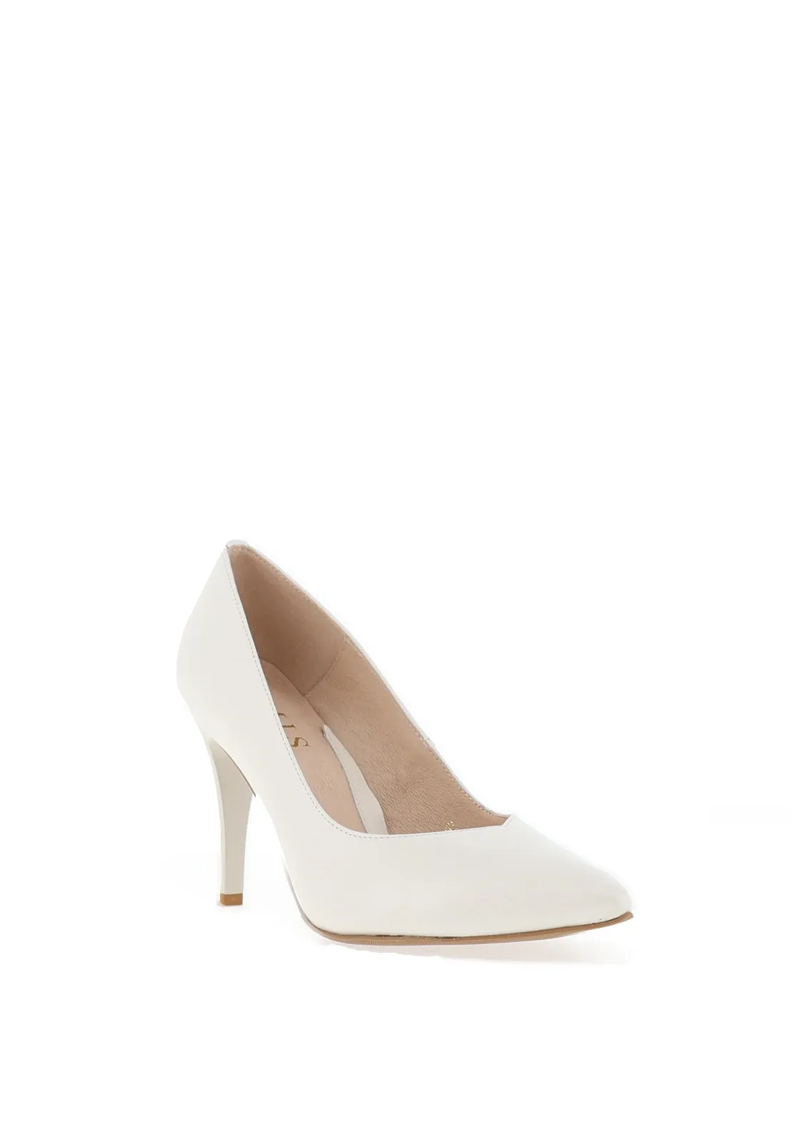 Emis Shimmer Pointed Toe Stiletto Heels, Ecru