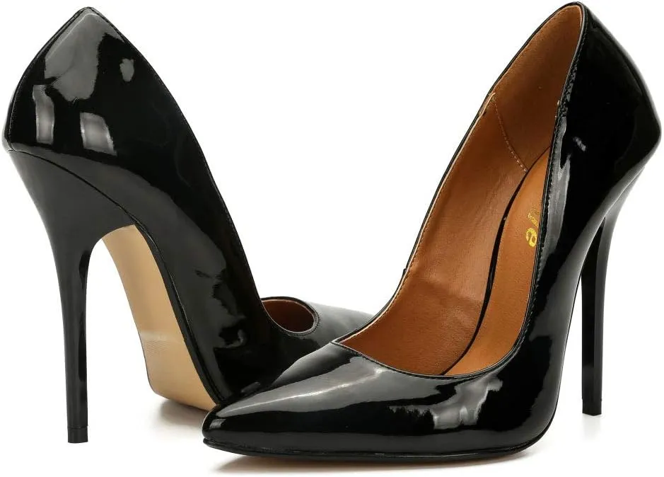 Enelauge Women's Stiletto Pointed Toe Slip On High Heel Zapatos Ladies Wedding Party Pumps Plus Size