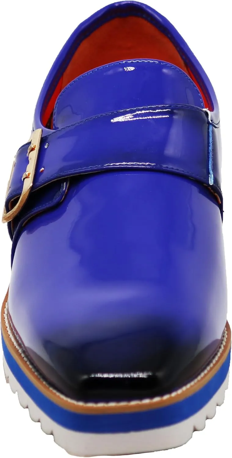 Enzo Romeo FREL Men's Patent Monk Strap Buckle Slip On Loafer Dress Shoes