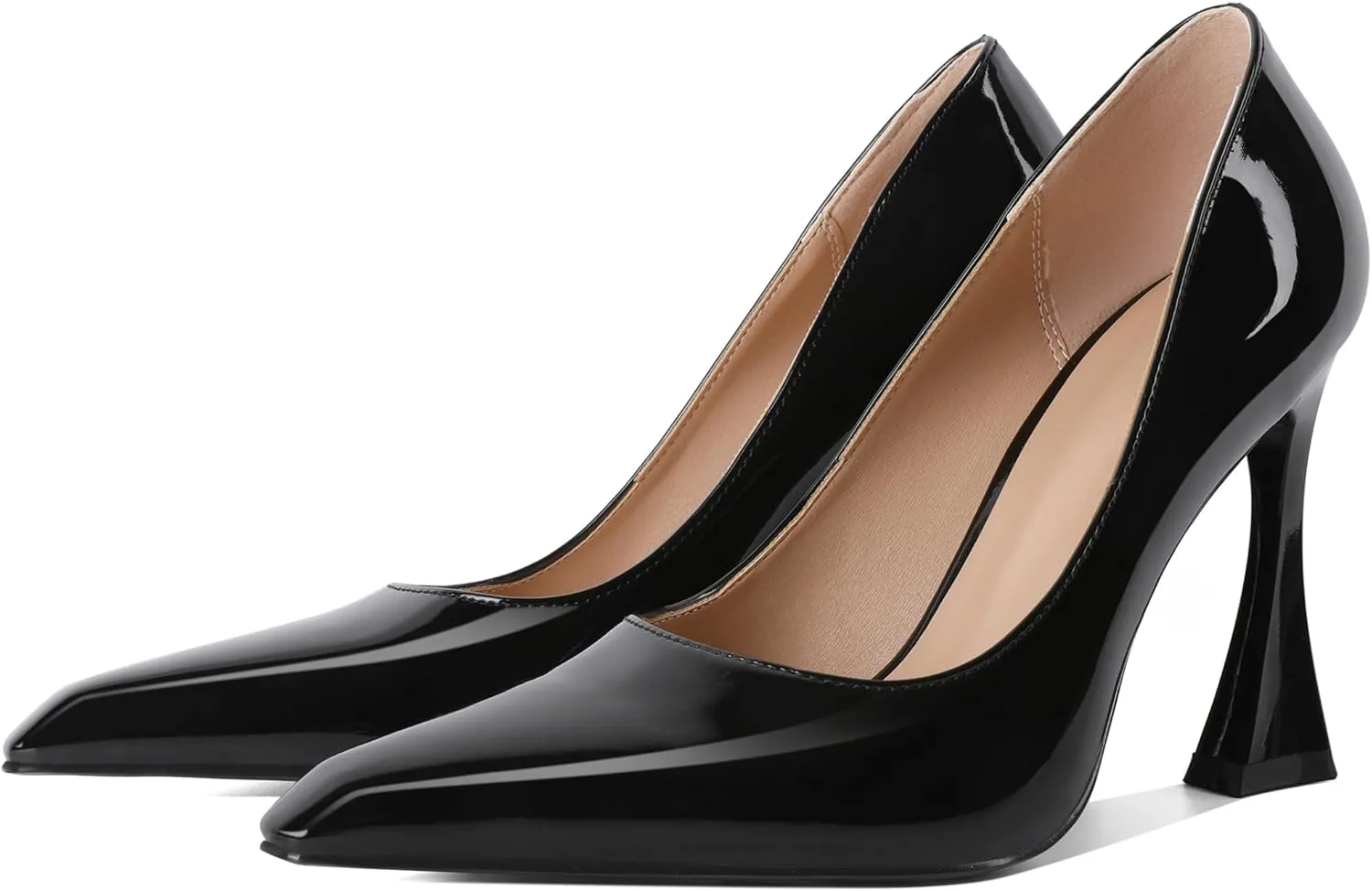 Esvowido Women High Heels Pointed Toe Stilettos Pumps Slip-on Closed Toe 4 Inch Dress Shoes for Party Dress Office Workplace