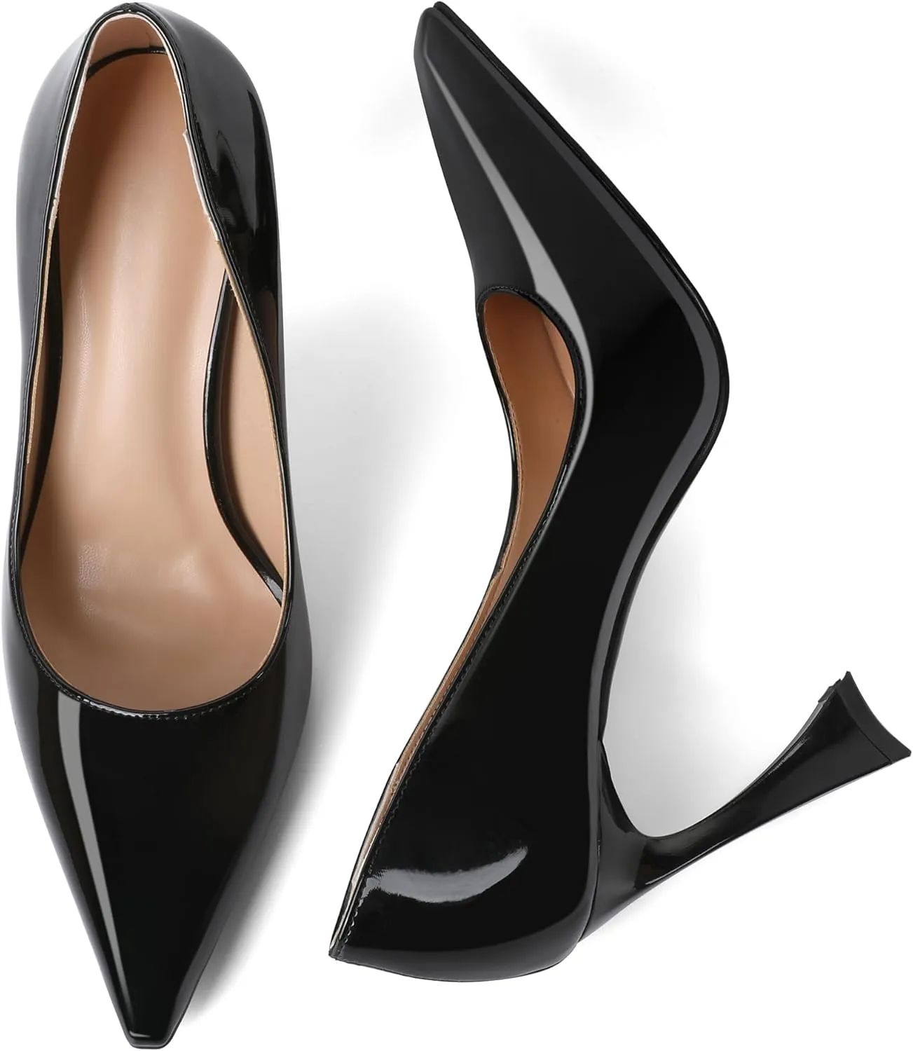 Esvowido Women High Heels Pointed Toe Stilettos Pumps Slip-on Closed Toe 4 Inch Dress Shoes for Party Dress Office Workplace