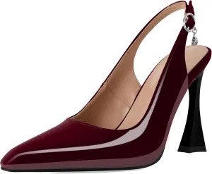 Esvowido Women's Slingback Heels Pointed Toe High Heel Pumps 4 Inch Rhinestone Pendant Shoes