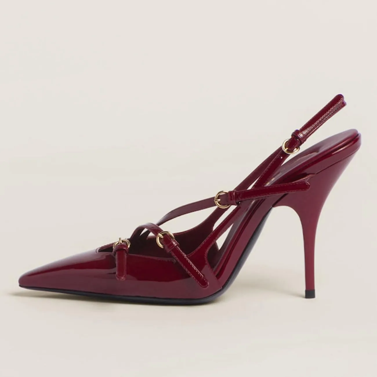 Fashion Buckle Slingback Kitten Heels for Women Buckle Strap Work Pumps