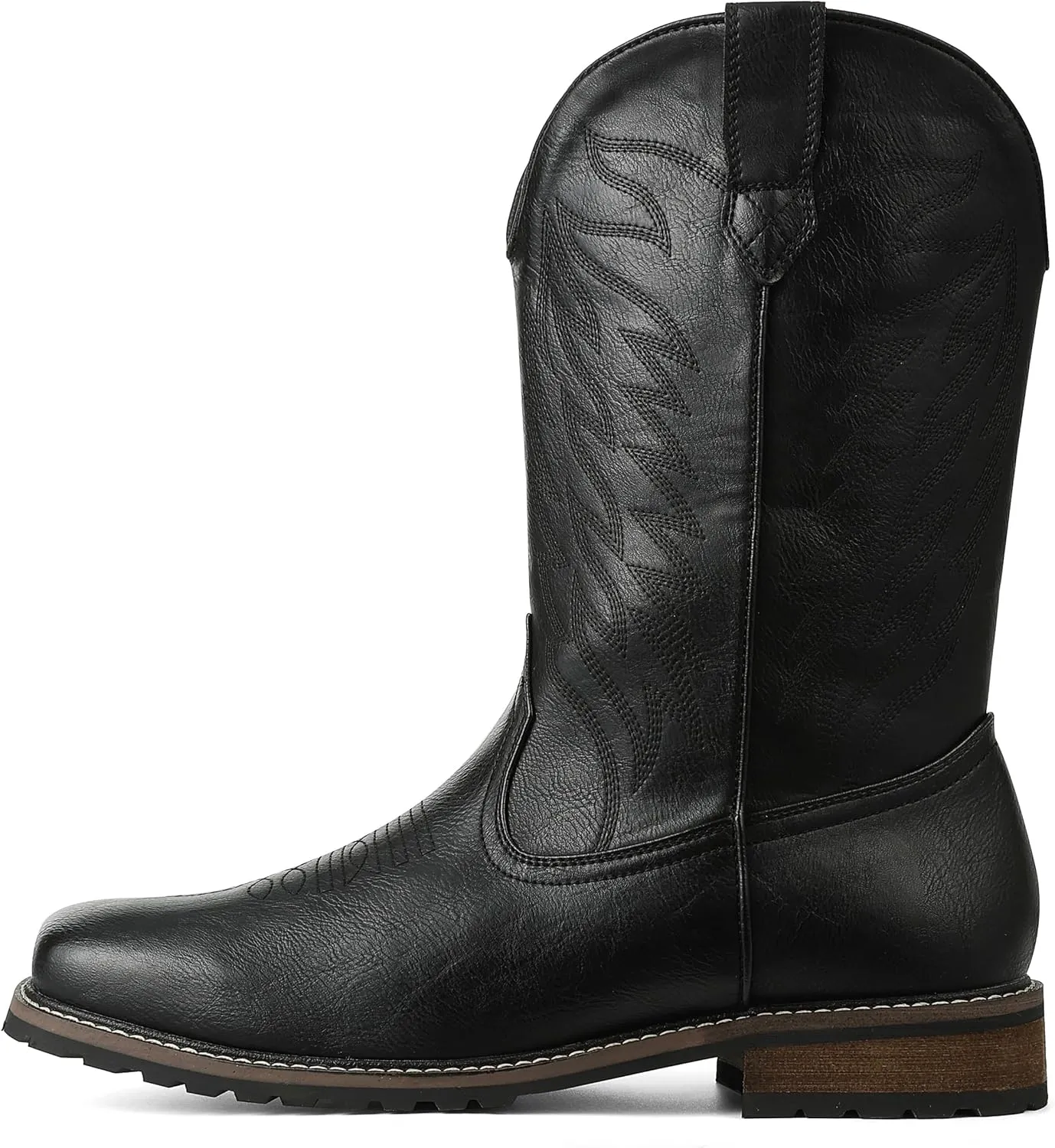 femflame Cowboy Boots for Men Square Toe Embroidered Mens Cowboy Boots Distressed Work boots Traditional Western Boots