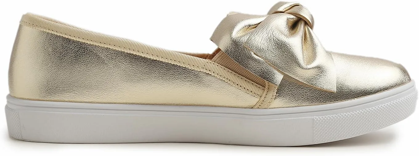 FEVERSOLE Women's Casual Slip On Sneaker Fashion Bow Tie Loafer Flats