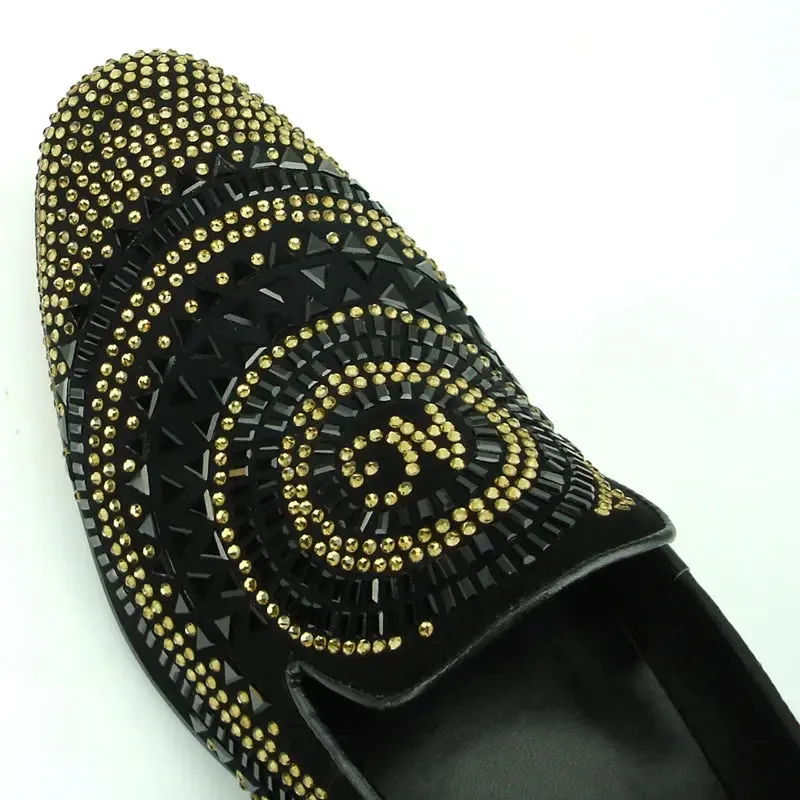 Fiesso FI-7220 Black Gold Loafers