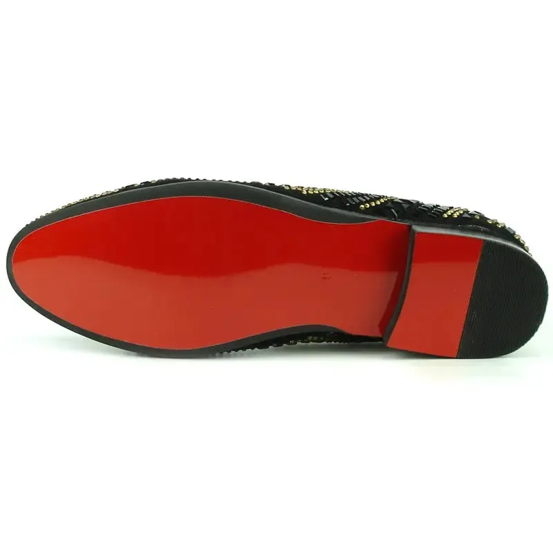 Fiesso FI-7220 Black Gold Loafers