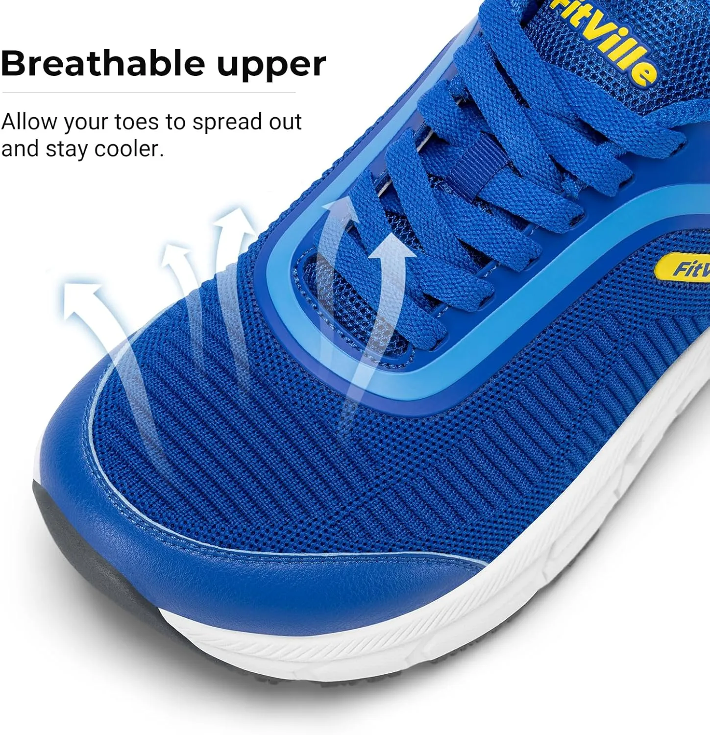 FitVille Men's Wide Toe Box Running Shoes - Comfortable, Non-Slip, Cushioned, Lightweight with Support