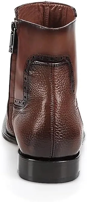 FRANCO CUADRA Men's Chelsea Boots in Genuine Deer Leather Brown