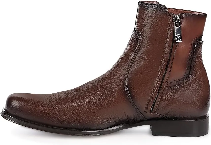 FRANCO CUADRA Men's Chelsea Boots in Genuine Deer Leather Brown