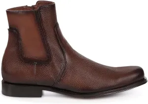 FRANCO CUADRA Men's Chelsea Boots in Genuine Deer Leather Brown