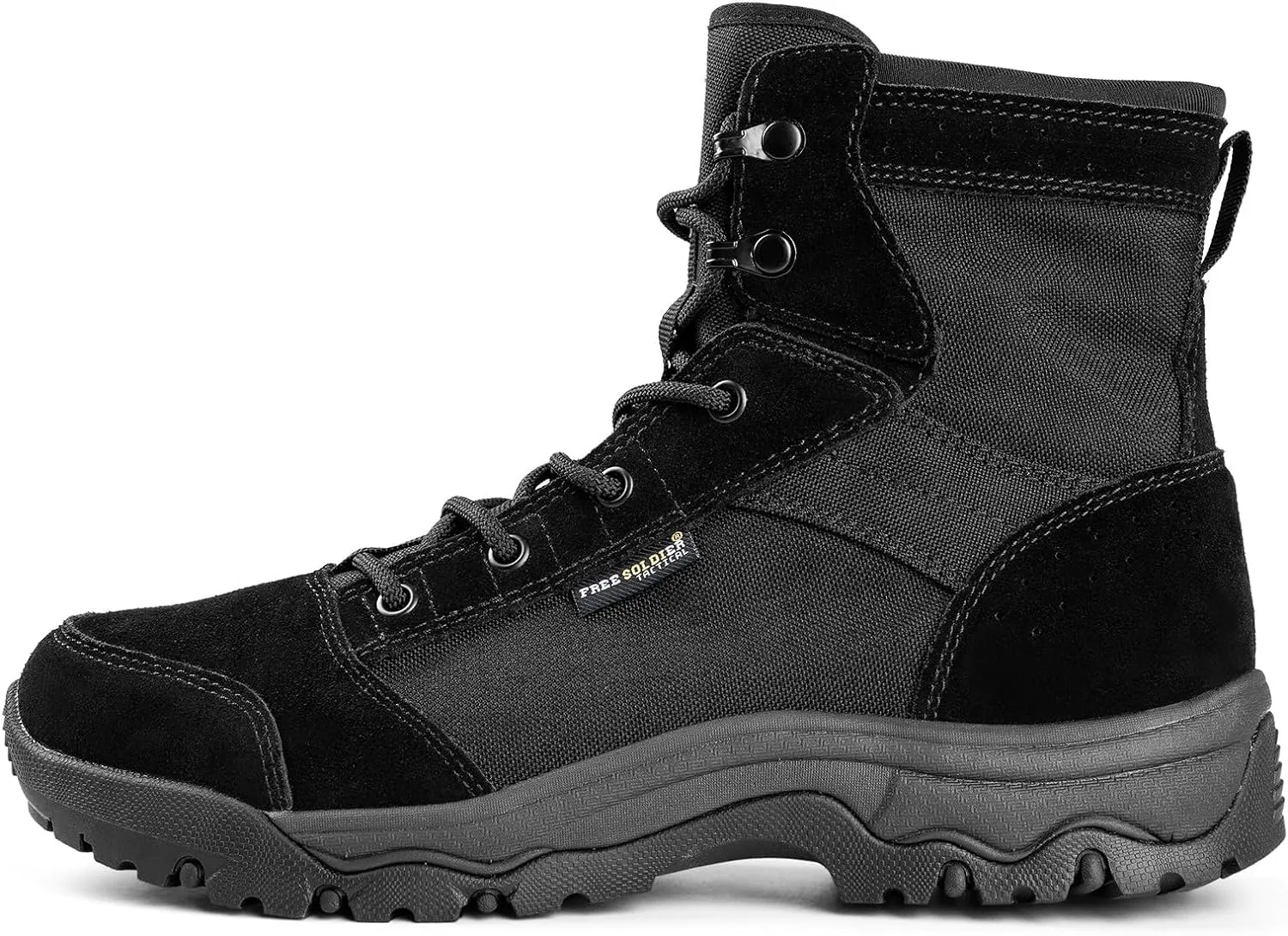 FREE SOLDIER Men's Tactical Hiking Boots 6 Inches Lightweight Breathable Work Boots Military Desert Boots(Black 11)