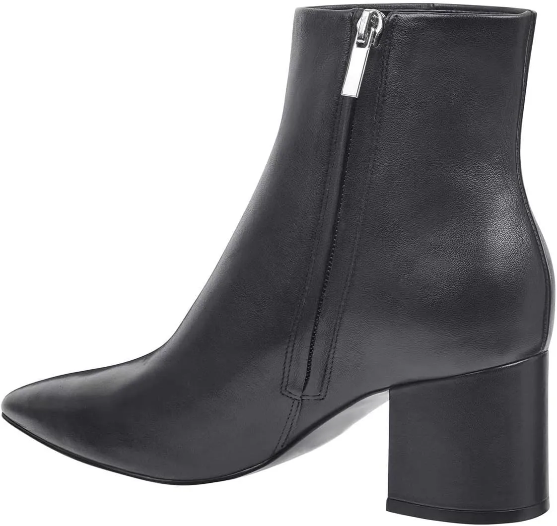 FSJ Women Dressy Pointed Toe Ankle Boots Chunky Block Heels Side Zipper Booties
