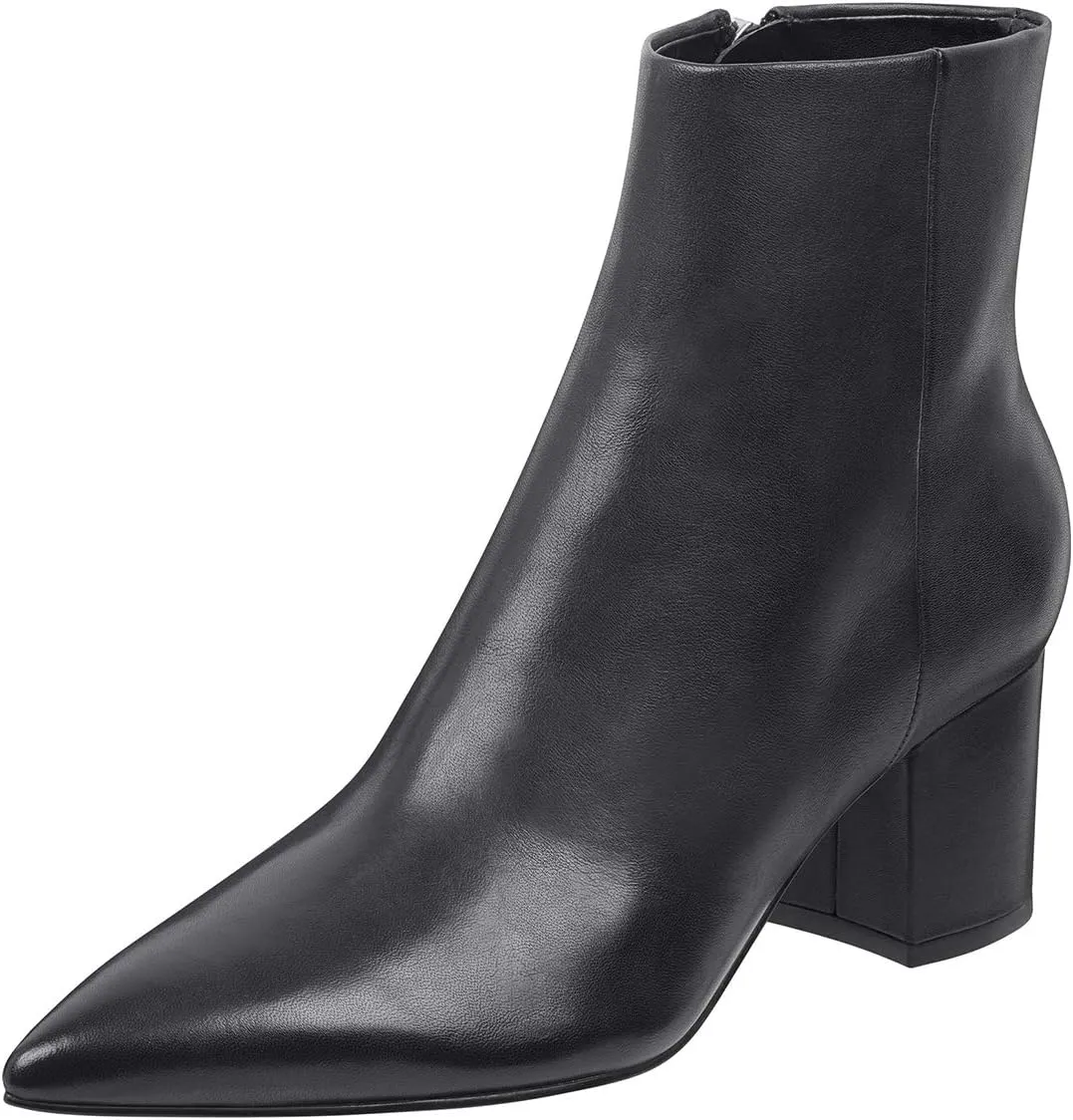 FSJ Women Dressy Pointed Toe Ankle Boots Chunky Block Heels Side Zipper Booties