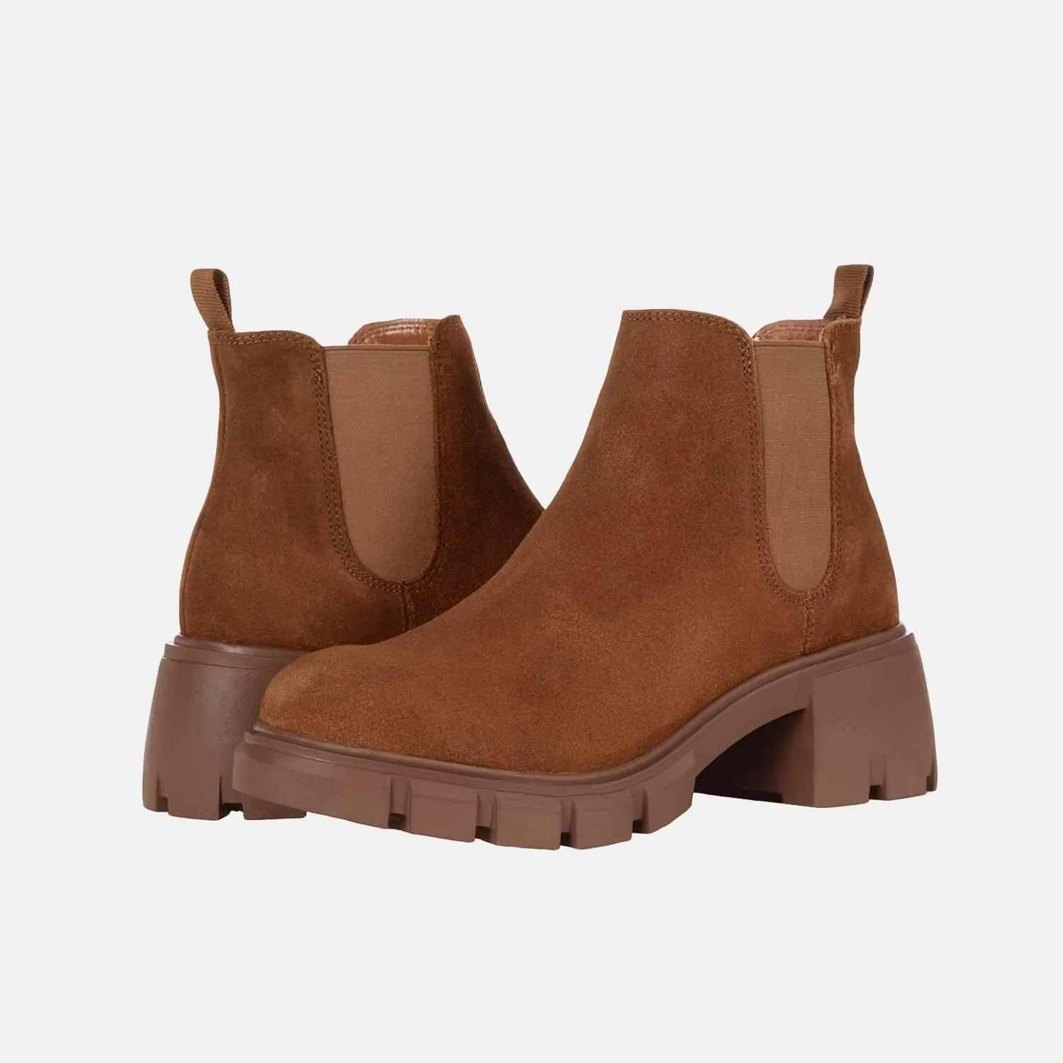 Fttpdeaus Women's Lug Sole Ankle Boots Casual Chunky Platform Boots Elastic Block Heel Combat Chelsea Booties