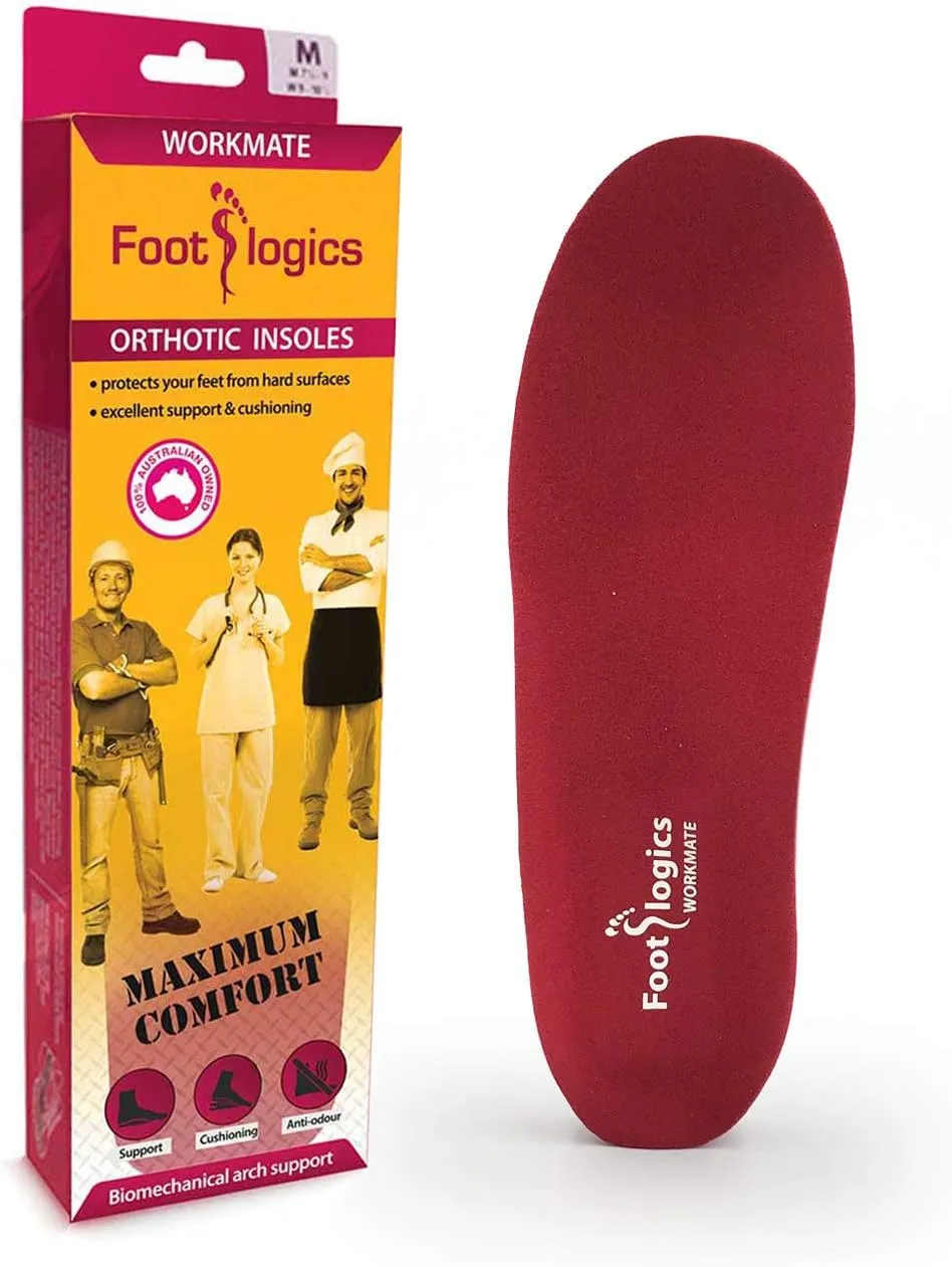 Full-Length Workwear Orthotic Shoe Insoles with Mild Arch Support for Tired, Aching Feet, Foot Pain, Supination - Workmate, Pair (L (Men's 10-11.5, Women's 11.5-13))