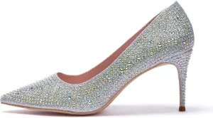 GENSHUO High Heels Pumps for Women Closed Toe 3 Inch Stillettos Heels Dress Shoes