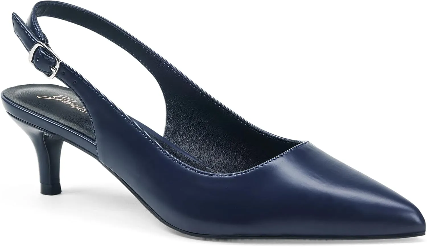 GENSHUO Low Kitten Heels Women's Slingback Dressy Pumps Pointed Closed Toe Ankle Strap Elegant Wedding Pumps Formal Comfortable Shoes