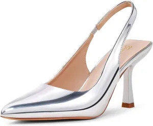 GENSHUO Slingback Kitten Heels for Women Pumps Closed Pointed Toe 3 Inch Low Heel Dress Shoes Comfortable Sexy Slip On Wedding Work Party Pumps