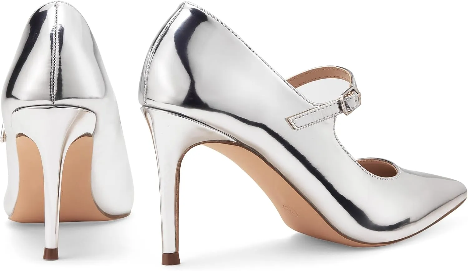 GENSHUO Women Mary Jane Pumps High Heels Pointed Closed Toe Stiletto with Strap Comfortable Vintage 3.2 Inch Office Wedding Dance Party Dress Shoes