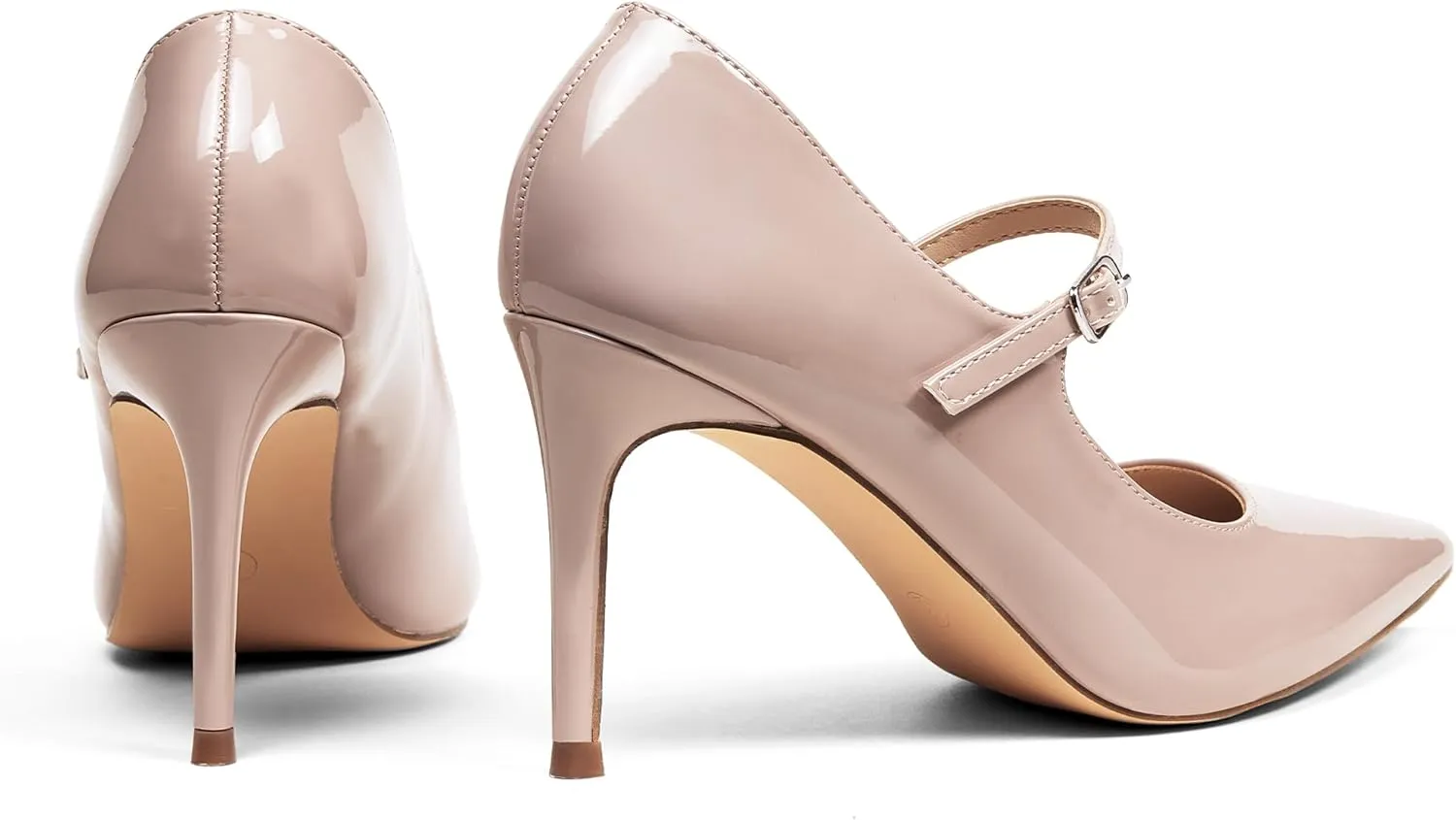 GENSHUO Women Mary Jane Pumps High Heels Pointed Closed Toe Stiletto with Strap Comfortable Vintage 3.2 Inch Office Wedding Dance Party Dress Shoes