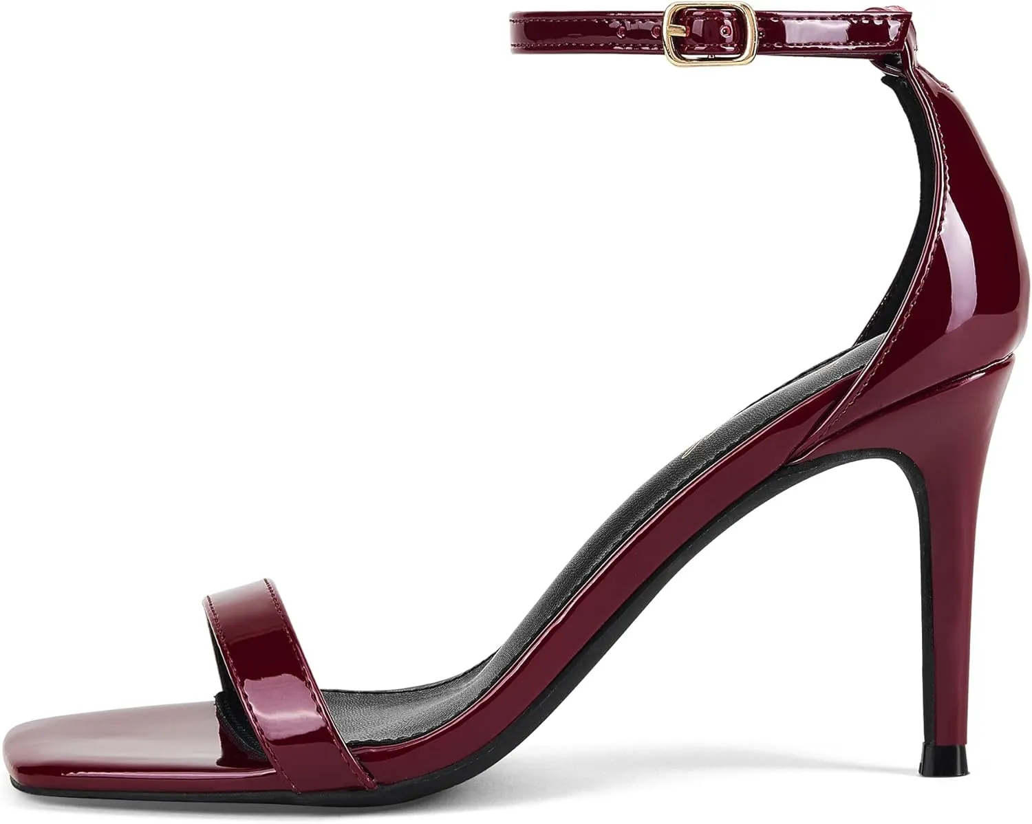 GENSHUO Women's Heeled Sandals Dressy Strappy Stiletto High Heels 3 Inch Square Open Toe Ankle Strap Buckle Sexy Prom Wedding Dress Shoes Ankle Wrap
