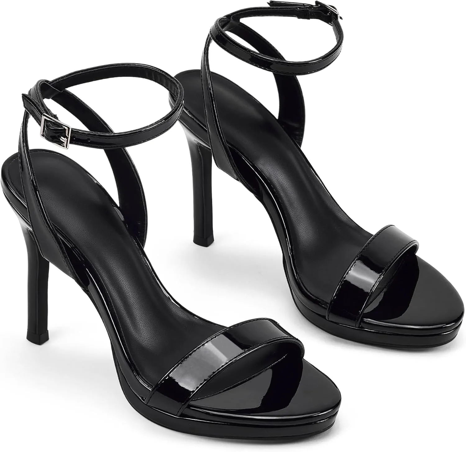 GENSHUO Women's High Heels Strappy Sandals with Round Open Toe Sexy Comfortable Ankle Strap Stiletto Wedding Prom Party Homecoming Dance Heeled Shoes