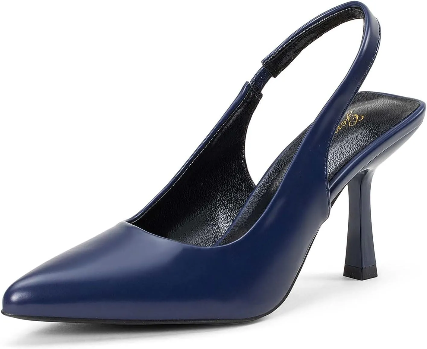 GENSHUO Women's Slingback Kitten Heel Pointed Closed Toe Stiletto Pumps Slip on Elastic Strap Wedding Party Dress Sandals Shoes