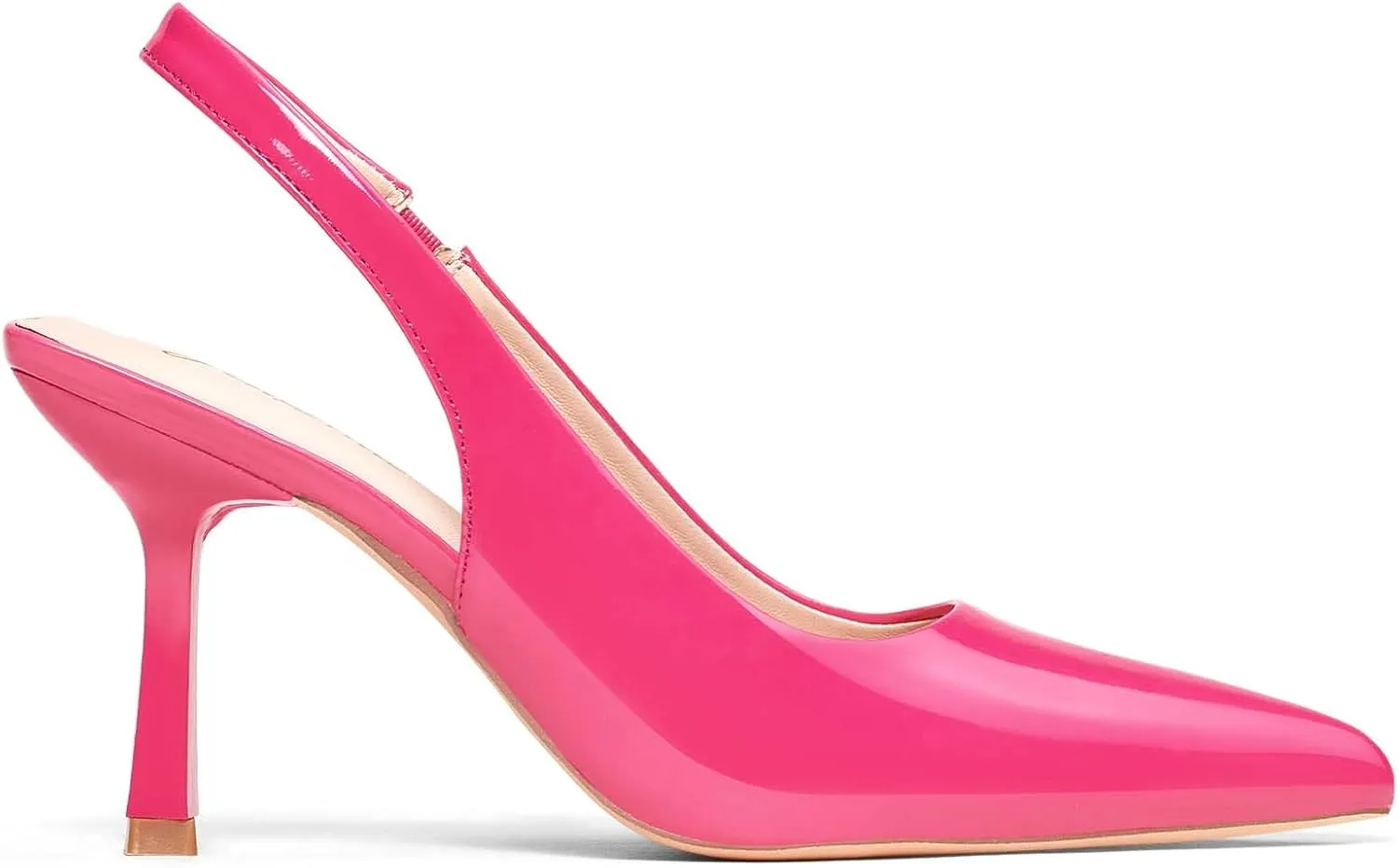 GENSHUO Women's Slingback Kitten Heel Pointed Closed Toe Stiletto Pumps Slip on Elastic Strap Wedding Party Dress Sandals Shoes