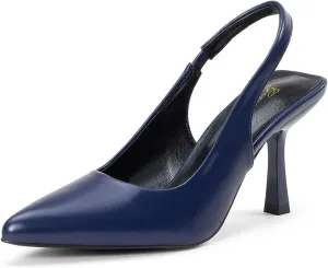 GENSHUO Women's Slingback Kitten Heel Pointed Closed Toe Stiletto Pumps Slip on Elastic Strap Wedding Party Dress Sandals Shoes