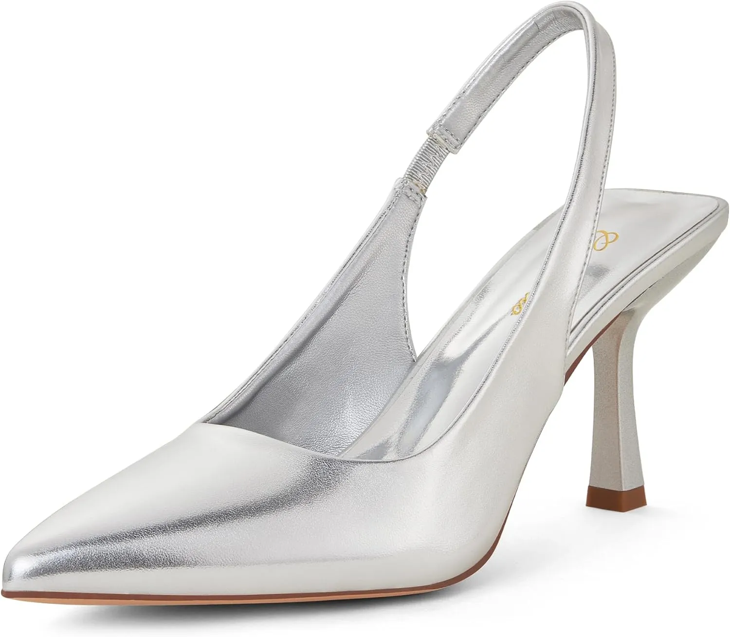 GENSHUO Women's Slingback Kitten Heel Pointed Closed Toe Stiletto Pumps Slip on Elastic Strap Wedding Party Dress Sandals Shoes