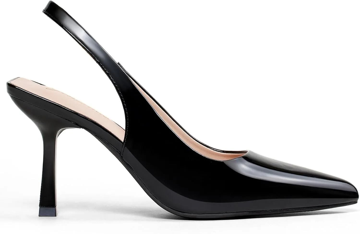 GENSHUO Women's Slingback Kitten Heel Pointed Closed Toe Stiletto Pumps Slip on Elastic Strap Wedding Party Dress Sandals Shoes