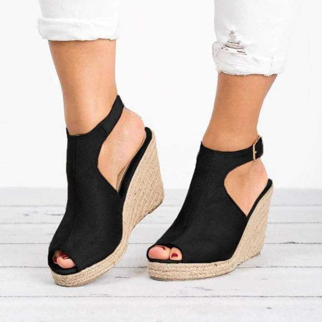 Gibobby Womens Summer Shoes,Women's Fish Mouth Espadrilles Slingback Platforms Sandals High Heel Ankle Strap Beach Shoes