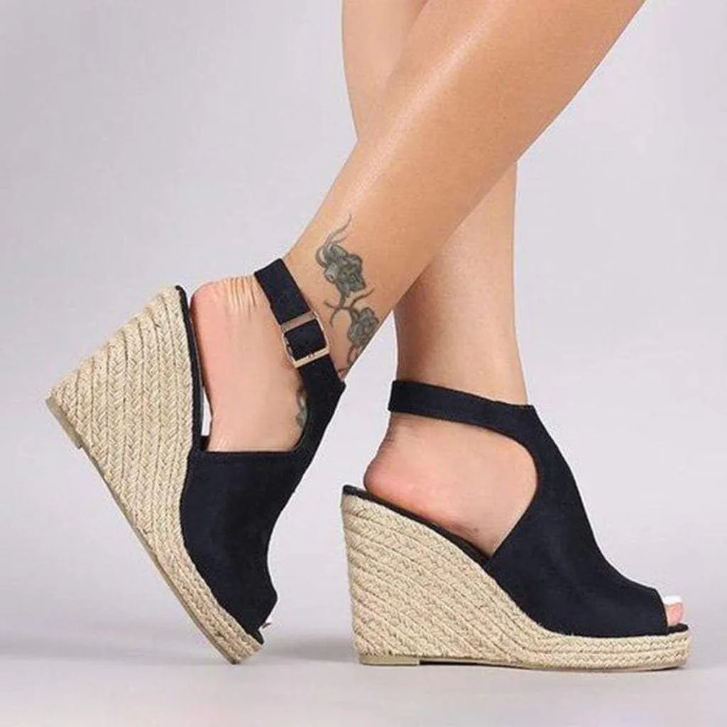 Gibobby Womens Summer Shoes,Women's Fish Mouth Espadrilles Slingback Platforms Sandals High Heel Ankle Strap Beach Shoes