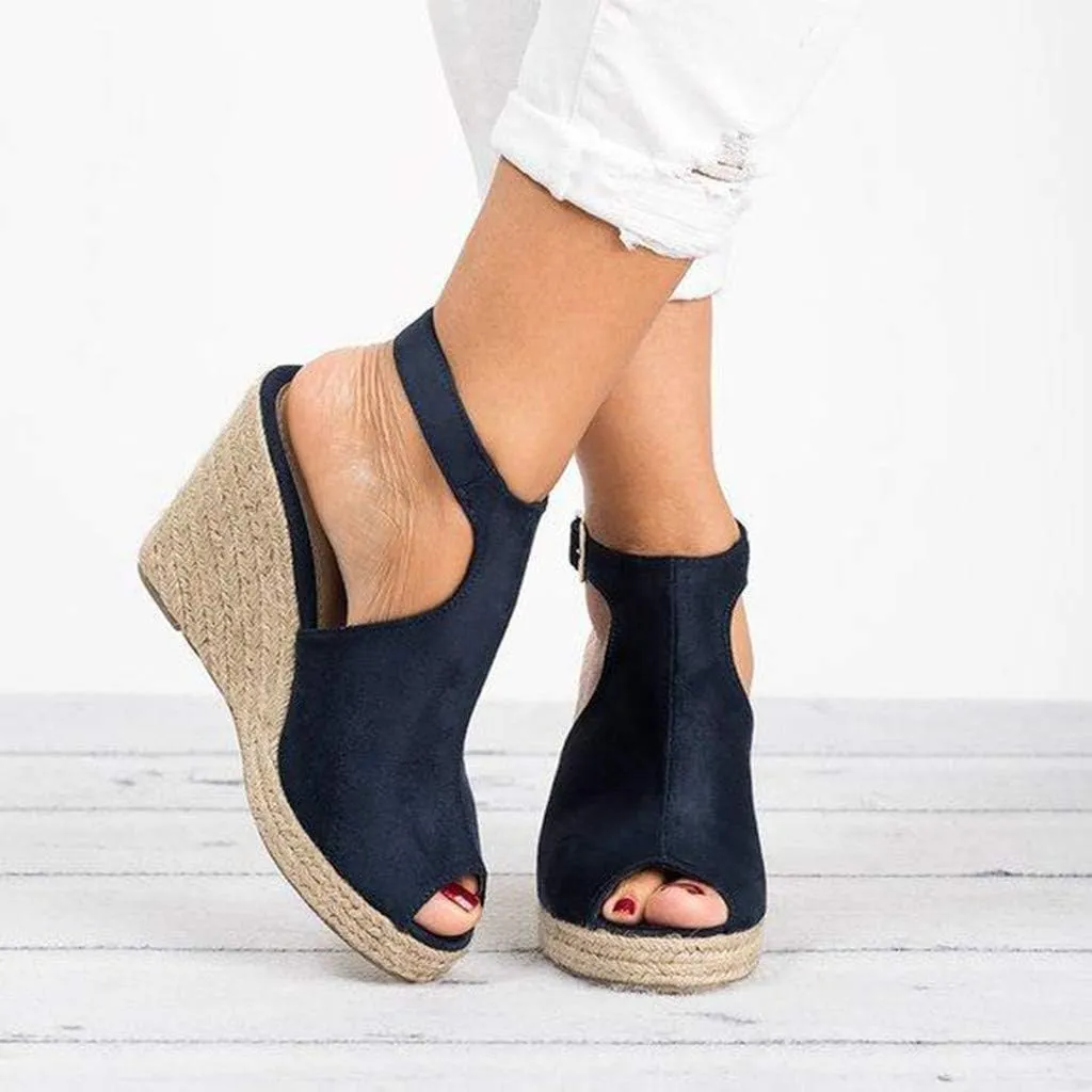 Gibobby Womens Summer Shoes,Women's Fish Mouth Espadrilles Slingback Platforms Sandals High Heel Ankle Strap Beach Shoes