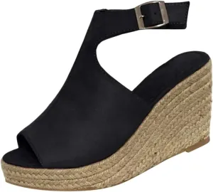 Gibobby Womens Summer Shoes,Women's Fish Mouth Espadrilles Slingback Platforms Sandals High Heel Ankle Strap Beach Shoes
