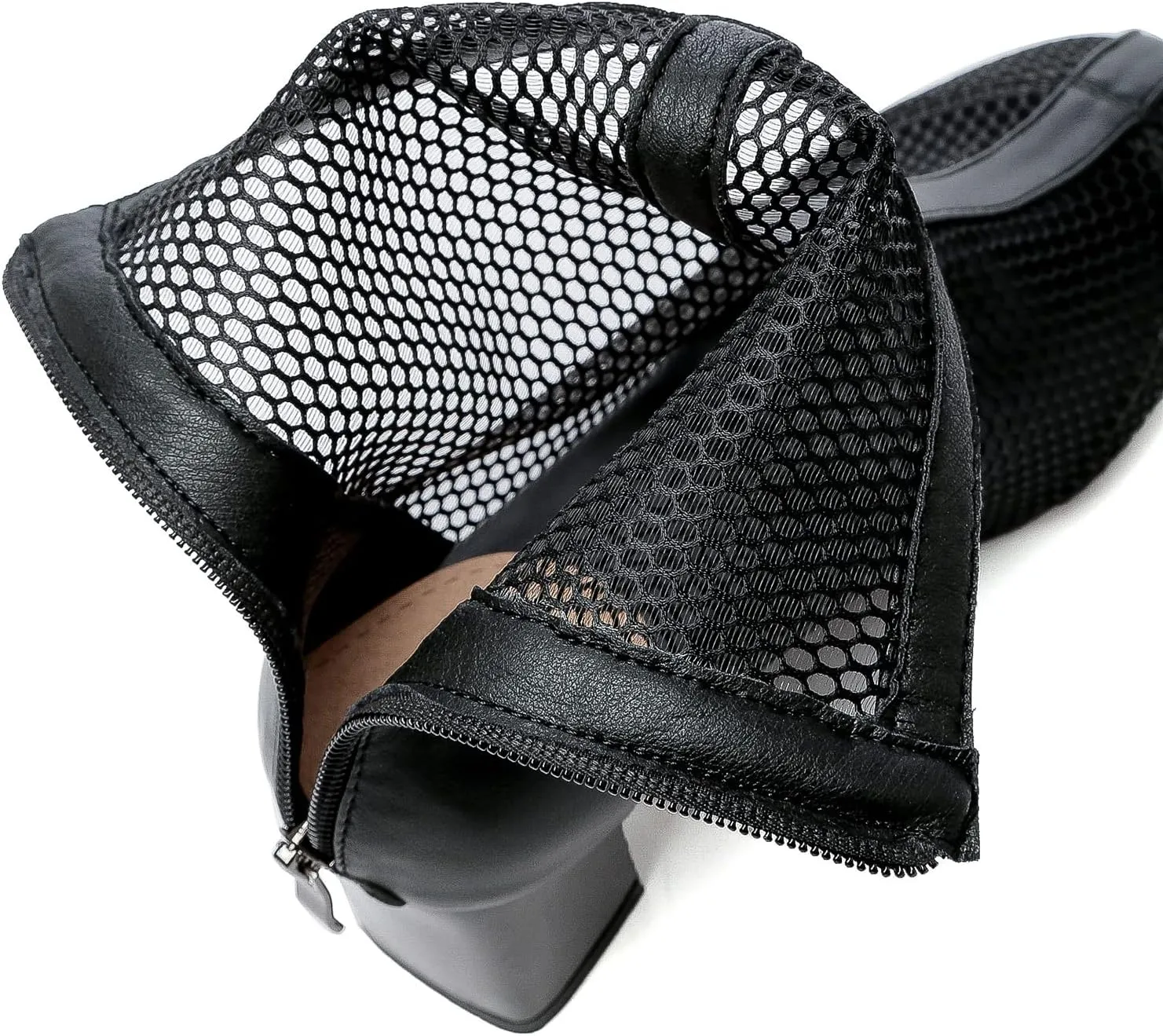 Gicoiz Women Summer Chelsea Block Heel Mesh Ankle Boots